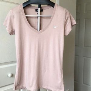 True Religion Vneck Pink Short Sleeve Tshirt
